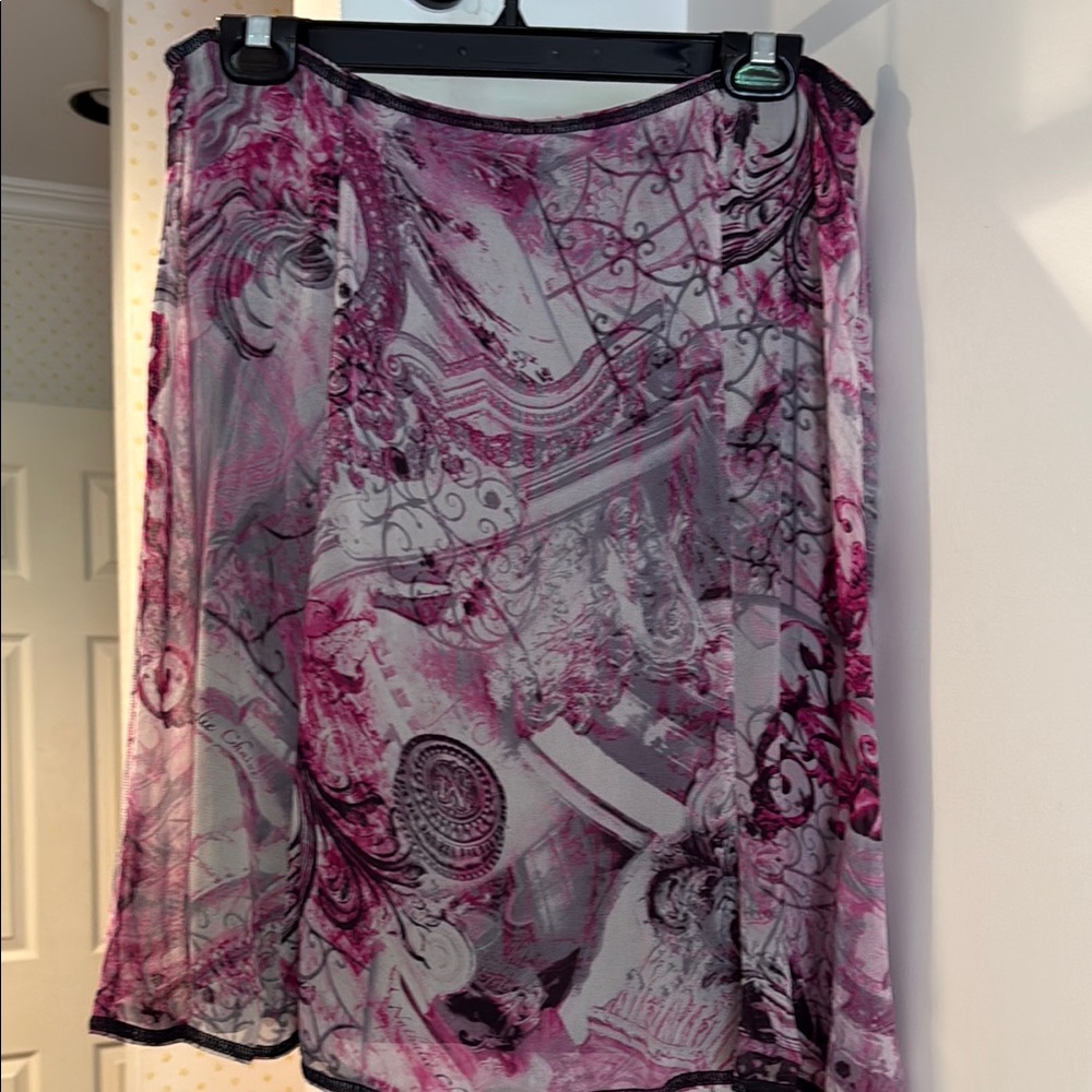 Elegant Pink Patterned Midi Skirt